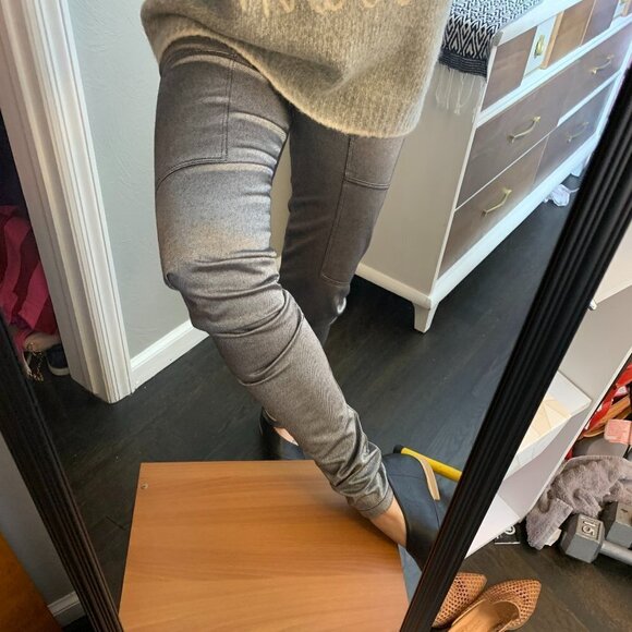 NWT Ema Savahl Couture Luxurious Silver Skinny Moto Style Pants - Picture 2 of 12